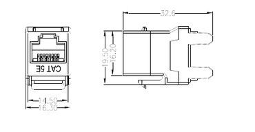 Cric modulaire trapézoïdal YH7004 Haut-fiable du degré 8P8C de la couronne 180 de cric de réseau de Cat.5E RJ45